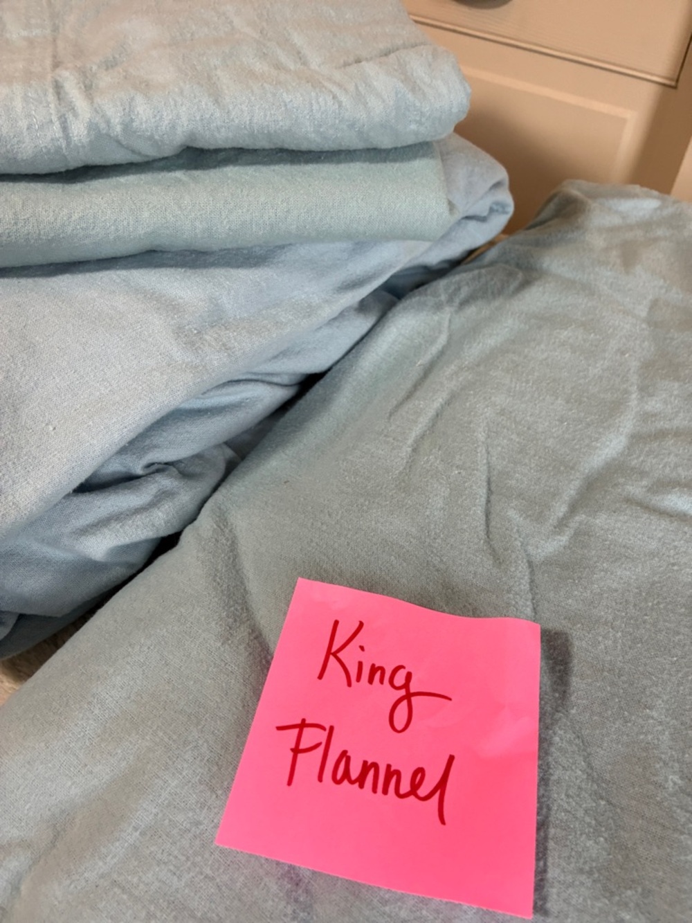 Soft Light Blue Flannel King Sheet Set by Lane Linen 100% Cotton